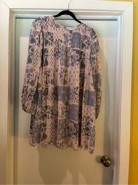 Wilfred Pleated Floral Tunic in Light Blue and Cream